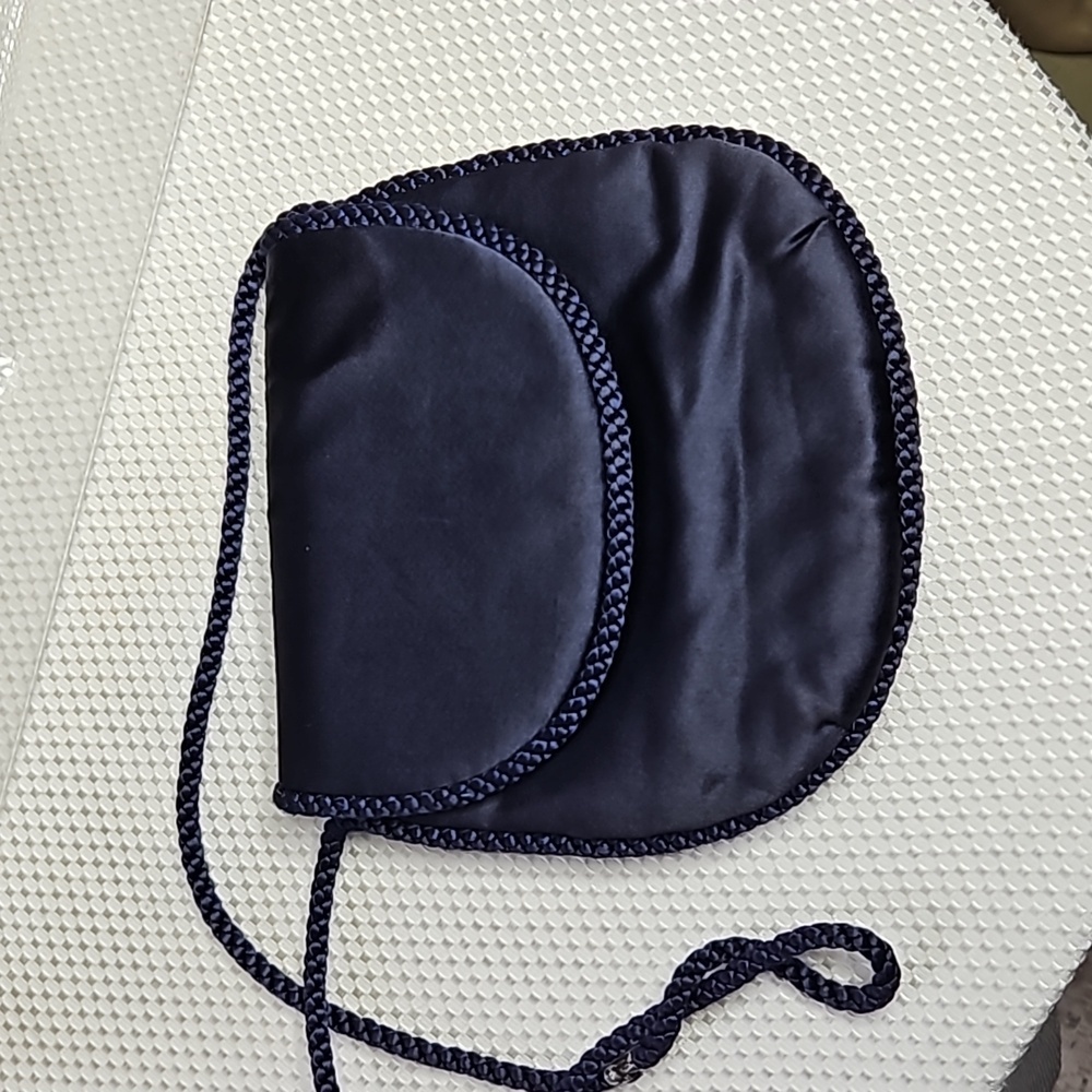 MAGID NAVY SATIN PURSE WITH ROPE DETAILING